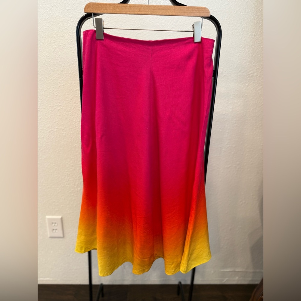 Ralph Lauren Pink and Yellow Ombre Midi Skirt